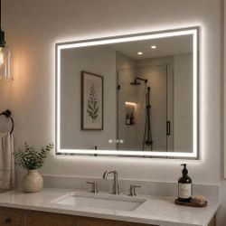 LED Mirror- 36 x 28 LED Touch Button Bathroom Vanity Mirror, Switchable Color LED with Defogger 36x28