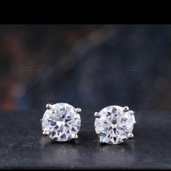 Brilliant Cut Real Stud Earrings