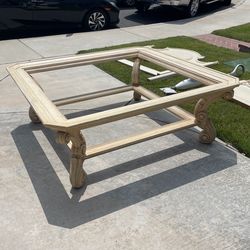 Solid Wood Glass Table
