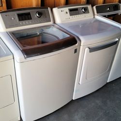 LG Large Capacity 5.0cu Ft Top Load Washer And Gas Dryer Set 