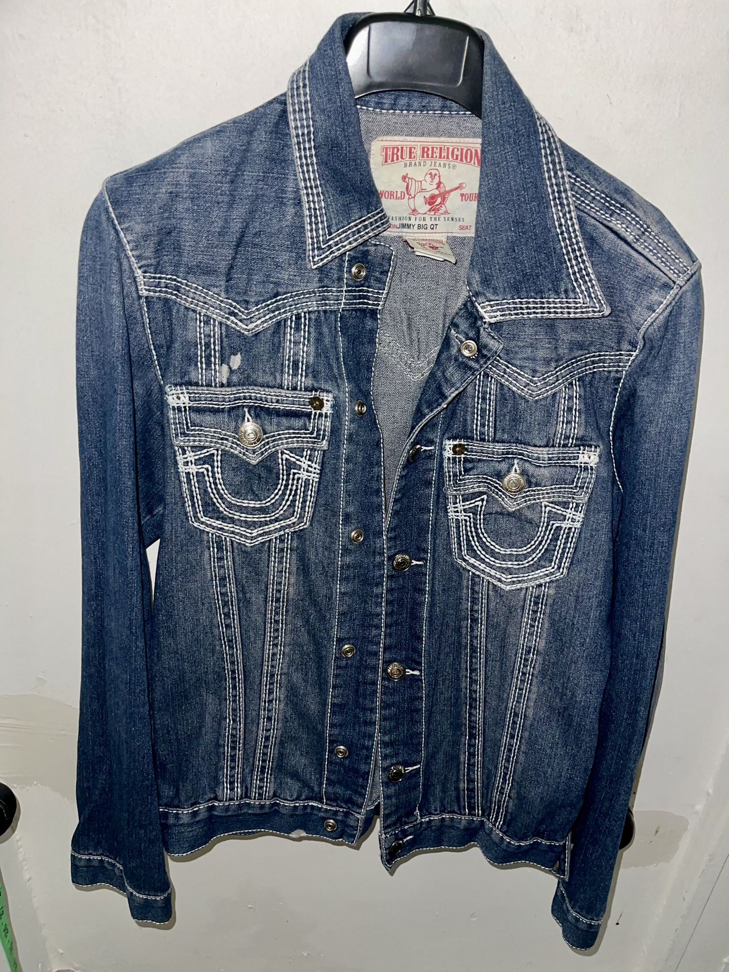 True Religion Men's Jimmy Super T Denim Jacket - Blue Jean Trucker Coat