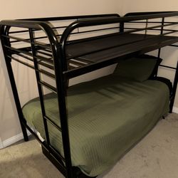 Metal Twin Bunk Bed In Black 