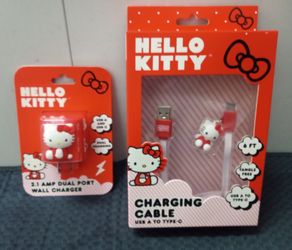 HELLO KITTY 3.1 Amp Dual Port Wall Charger and Charging Cable