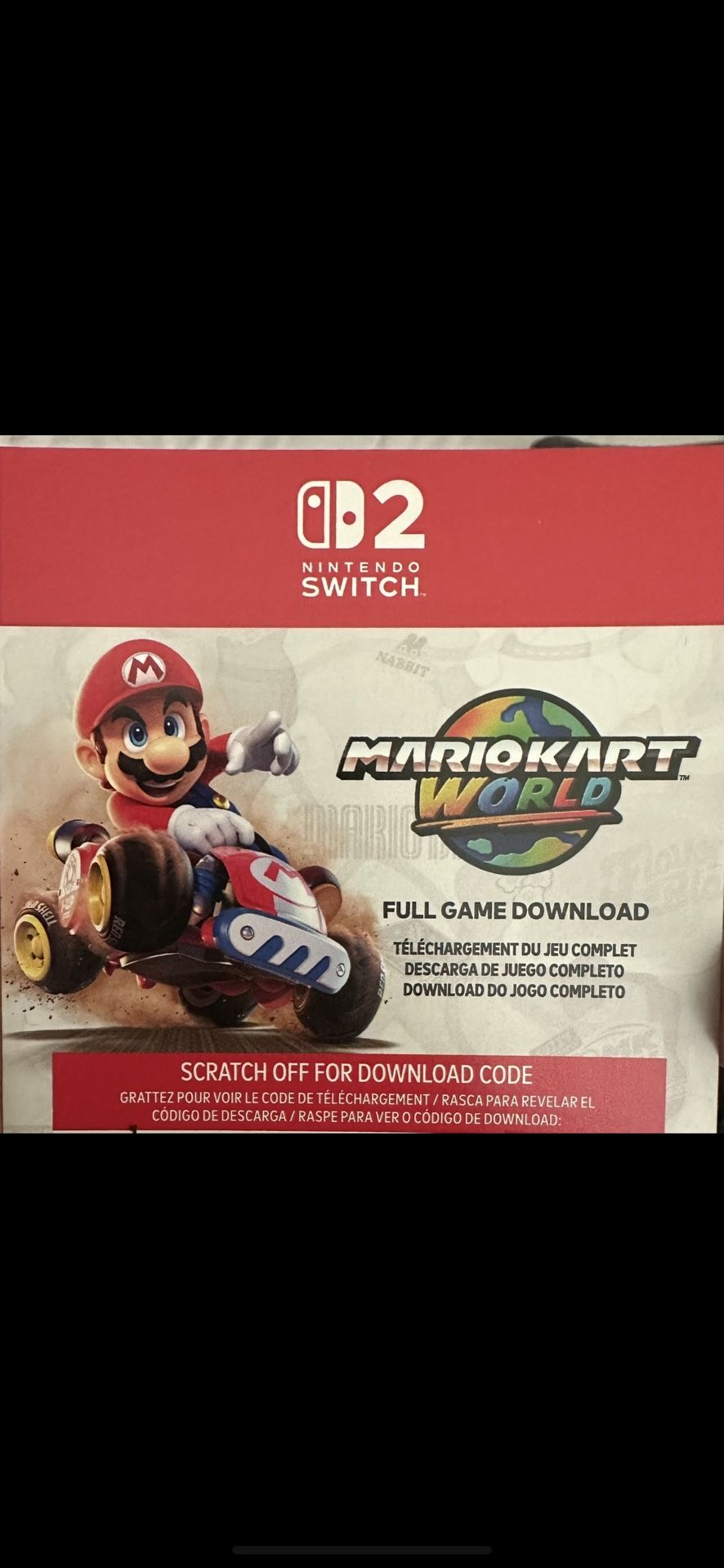 Mario Kart World Unused Code Brand New Nintendo Switch 2