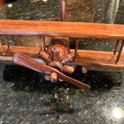 Vintage Model Wooden Bi-Plane