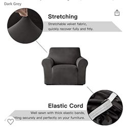 maxmill Velvet Plush Stretch Sofa Slipcover One Piece Anti-Slip Armchair Cover Furniture Protector High Stretch Rich Velour 1 Cushion Armchair Slipcov