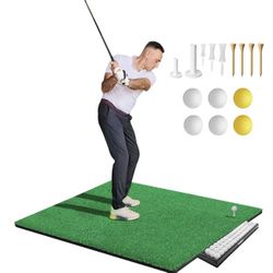 ToVii Golf Mat, Thickened 5x4ft Golf Hitting Mat, Premium Artificial Turf Golf Mat for Indoor Outdoor Training, Golf Practice Mat with 2 Rubber Tees, 