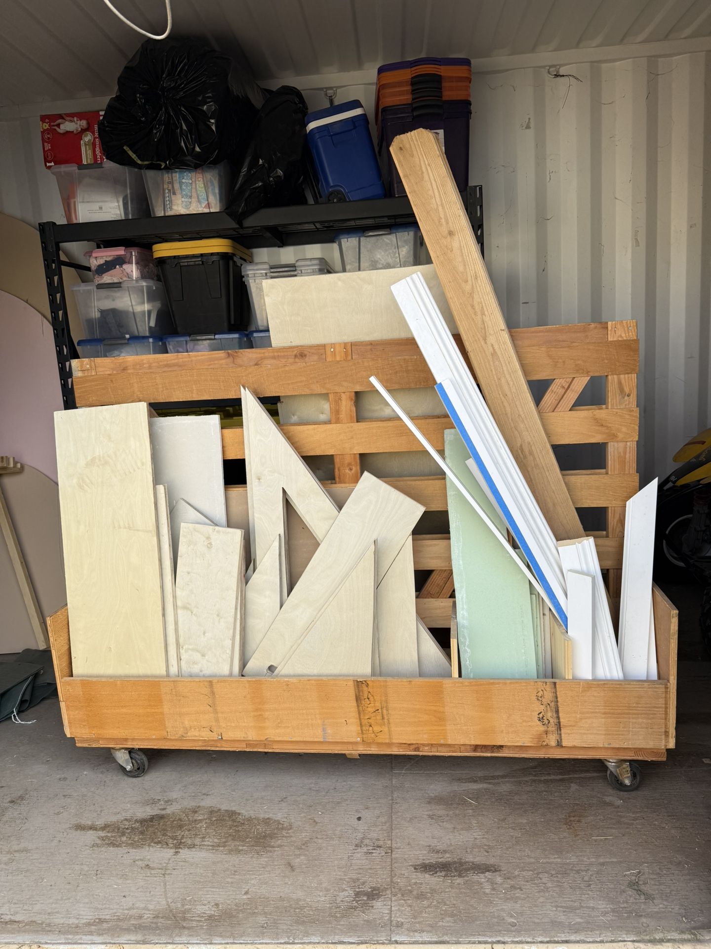 Rolling Wood Storage Rack