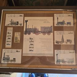Framed 1987 Locomotives First Day of Issue Ceremony Program - USPS