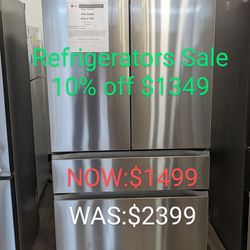 30cu French Door Refrigerator with Internal Water Dispenser, Full Convert Drawer and Pocket Handles.