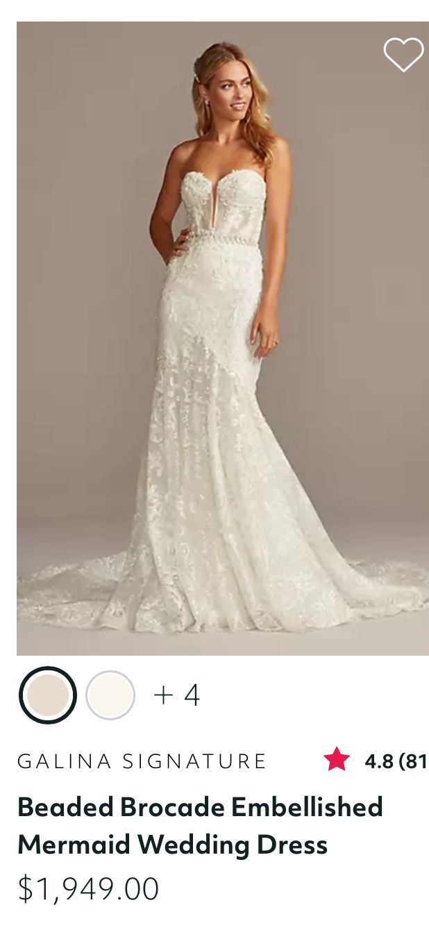 Beaded Brocade Embellished Mermaid Wedding Dress