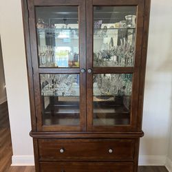Rooms To Go - Dark Cherry Curio Cabinet and Hutch