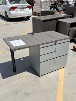 Desk with Locking Metal Storage Pedestal