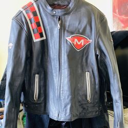 Motophoria Men's Motorcycle Biker Leather Jacket Armored W/Quilt Lined Size 52