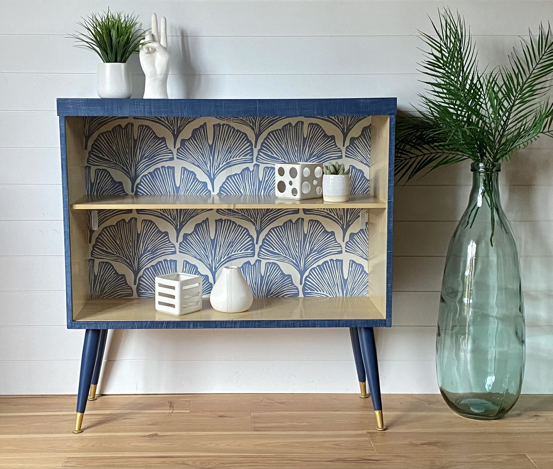 SOLD Vintage Mid Century Modern Bar | Bookshelf W/sliding Glass Doors