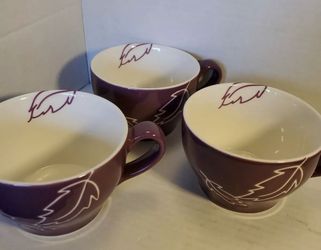 Set of 3 Starbucks autumn leaves coffee cups 10 oz- plum purple