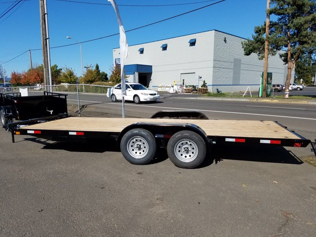 7x18 7K Flat bed trailer with Ramps and D-rings Brand new