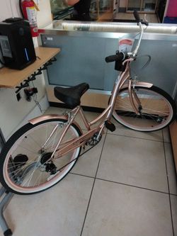 Rose Gold Cruiser Bike with White Wall Tires