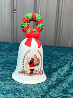 Vintage Avon 1995 Christmas Santa Claus Porcelain Bell .