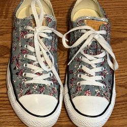 UNISEX CONVERSE FLORAL ROSES SHOES SZ MENS 9 / Womens 11 EXCELLENT CONDITION