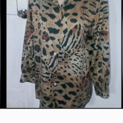 Vintage 80s Laurel top blouse by Escada Womens sz M  animal print silk

