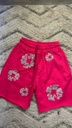Pink Rhinestone Graphic Sweat Shorts Size Small