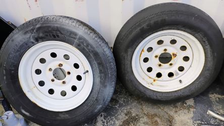 Trailer Tires on White Steel Wheels – Set of 2