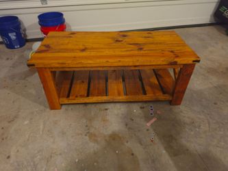 Rustic Wood Coffee Table with Bottom Shelf