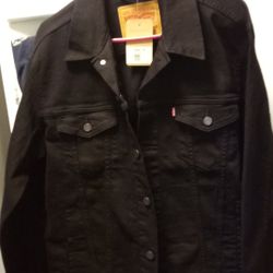 Levi's Black Denim Jacket Large 40 obo