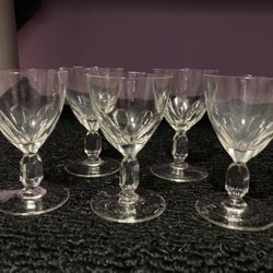Set Of 5 Cut Crystal Sherry/port Glasses