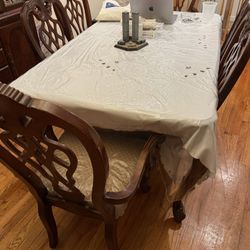 Wood Table With 6 Chairs