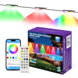 NEW - Outdoor Fence Lights RGB Color Changing, 8 Packs 50ft, App & Remote