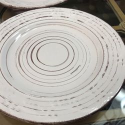 Set Of 7 Pfaltzgraff Trellis White Salad Plates 8" Farmhouse Garden Cottage