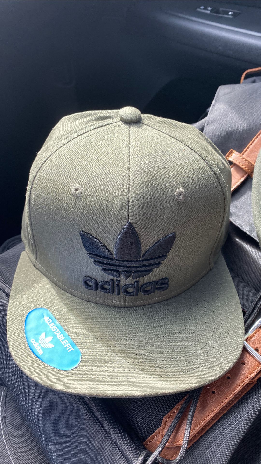 Adidas olive green snap back hat NEW