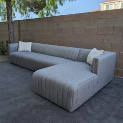 Four Hands Gray Sectional Couch w/ Chaise - Like New - Free Delivery