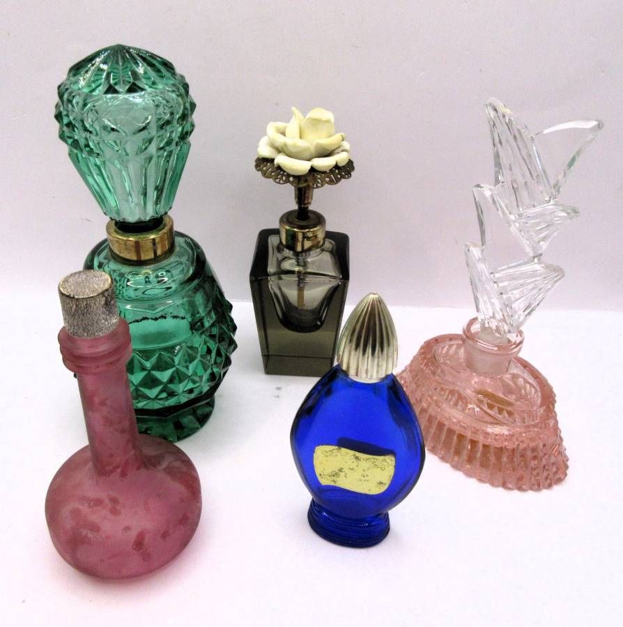 Vintage Antique Color Glass Perfume Bottles – Lot of 5