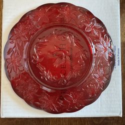 Princess House 639, 4 Red Crystal Luncheon plates