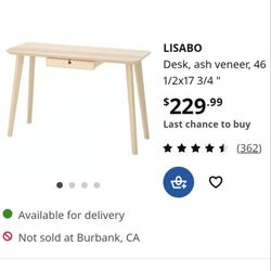 LISABO

Desk, ash veneer, 46 1/2x17 3/4 "