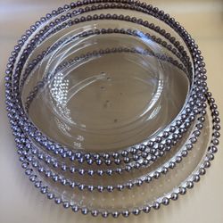 Acrylic Beaded Rim Round Charger Plates 