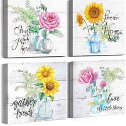 Rose Flowers Pictures Floral Sunflower Delivery Painting Restoring Ancient Ways 12"x12" x 4 (flowers