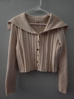 Marled Sailor Collar Cardigan Sweater