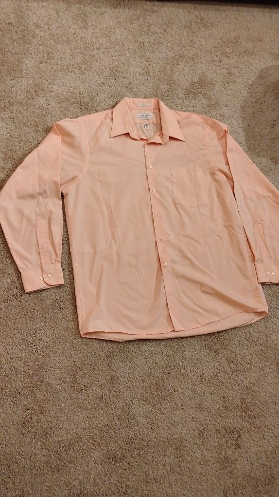 Men's Athletic Fitted Poplin Dress Shirt, (16 1/2, 34/35), Van Heusen, Scallop