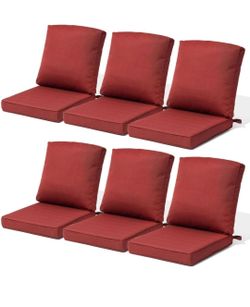 21 in. x 22 in. 6 sets Outdoor Deep Seat Cushion with Removable Cover in Chili for Patio Couch