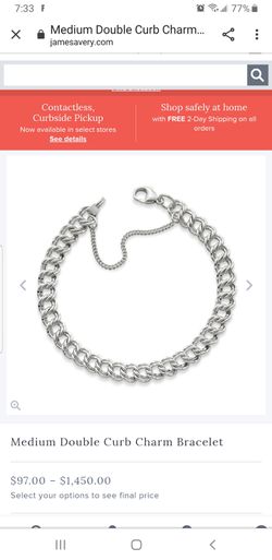 James Avery Heavy Double Curb Chain Charm Bracelet - Large