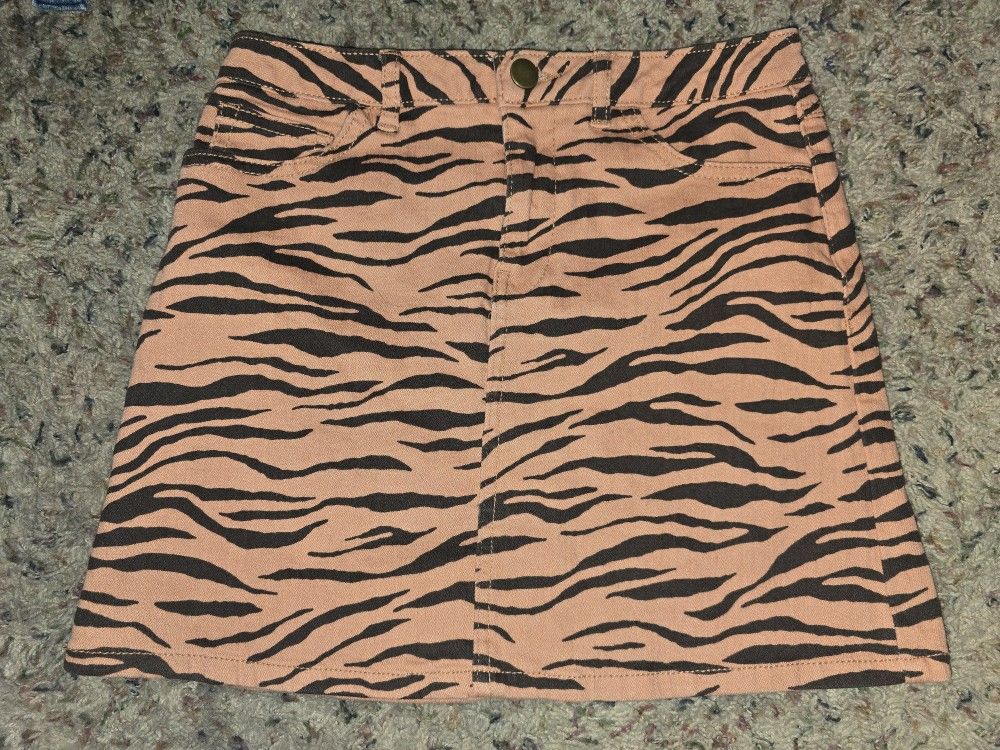 Girls Tiger print Jean Skirt
