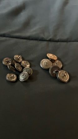 Vintage Metal Button Lot – Military, Waterbury, London, Birmingham, Decorative Crest Buttons