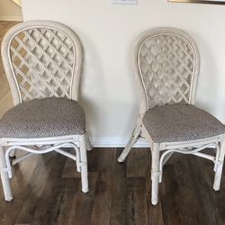 Rattan Wooden Chairs With New Fabric 