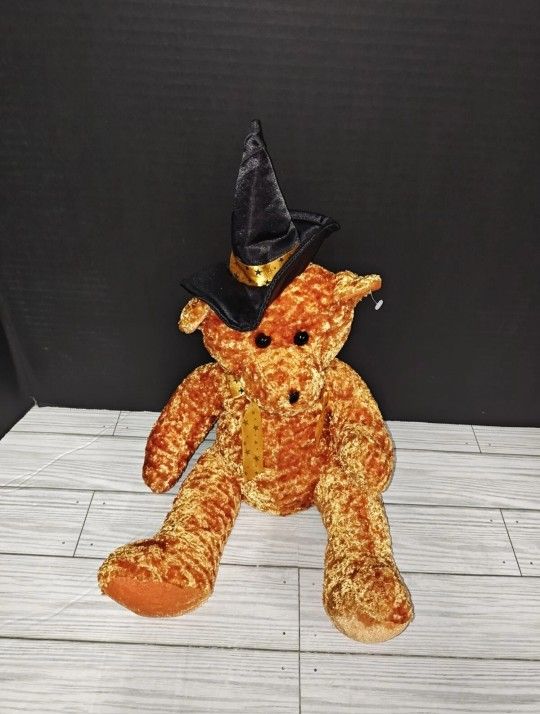 Best Made Toys Limited Halloween Teddy Bear Orange Color Witch Black Hat Plush!