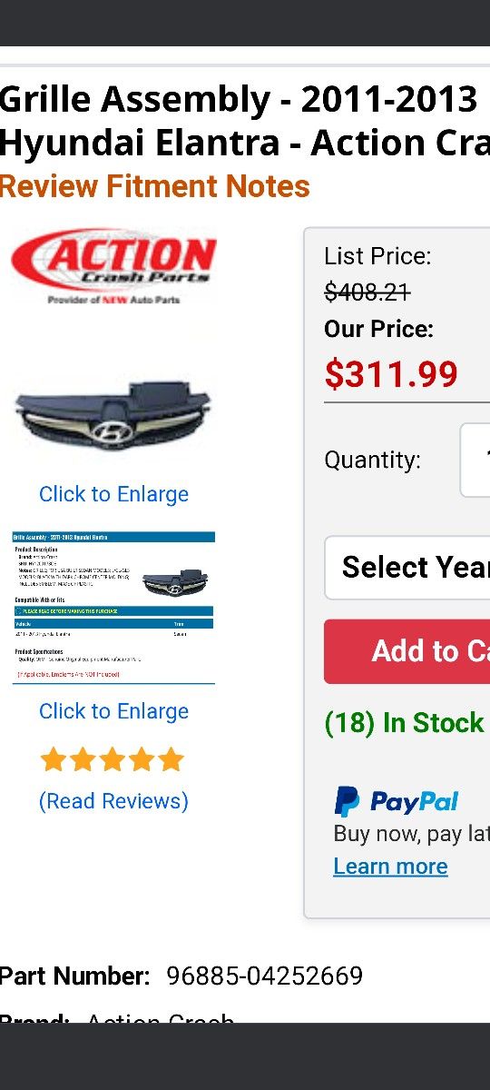 F150 Bumper/Elantra Grill/Integra OEM/Acura MDX Mirror