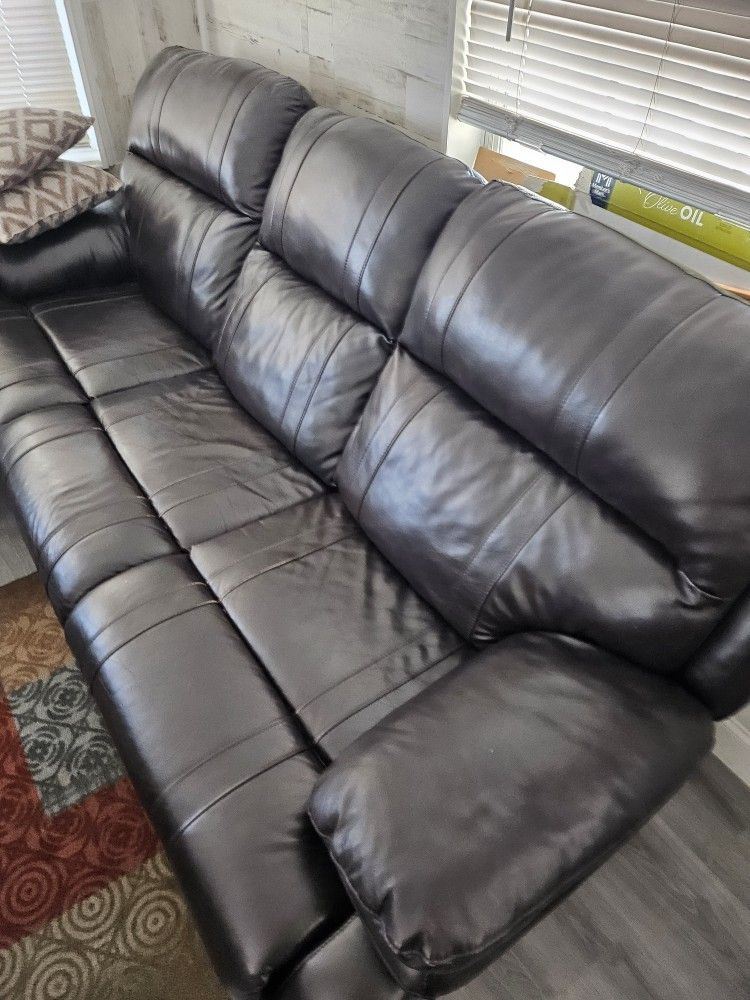 Leather Sofa 98" Like New 